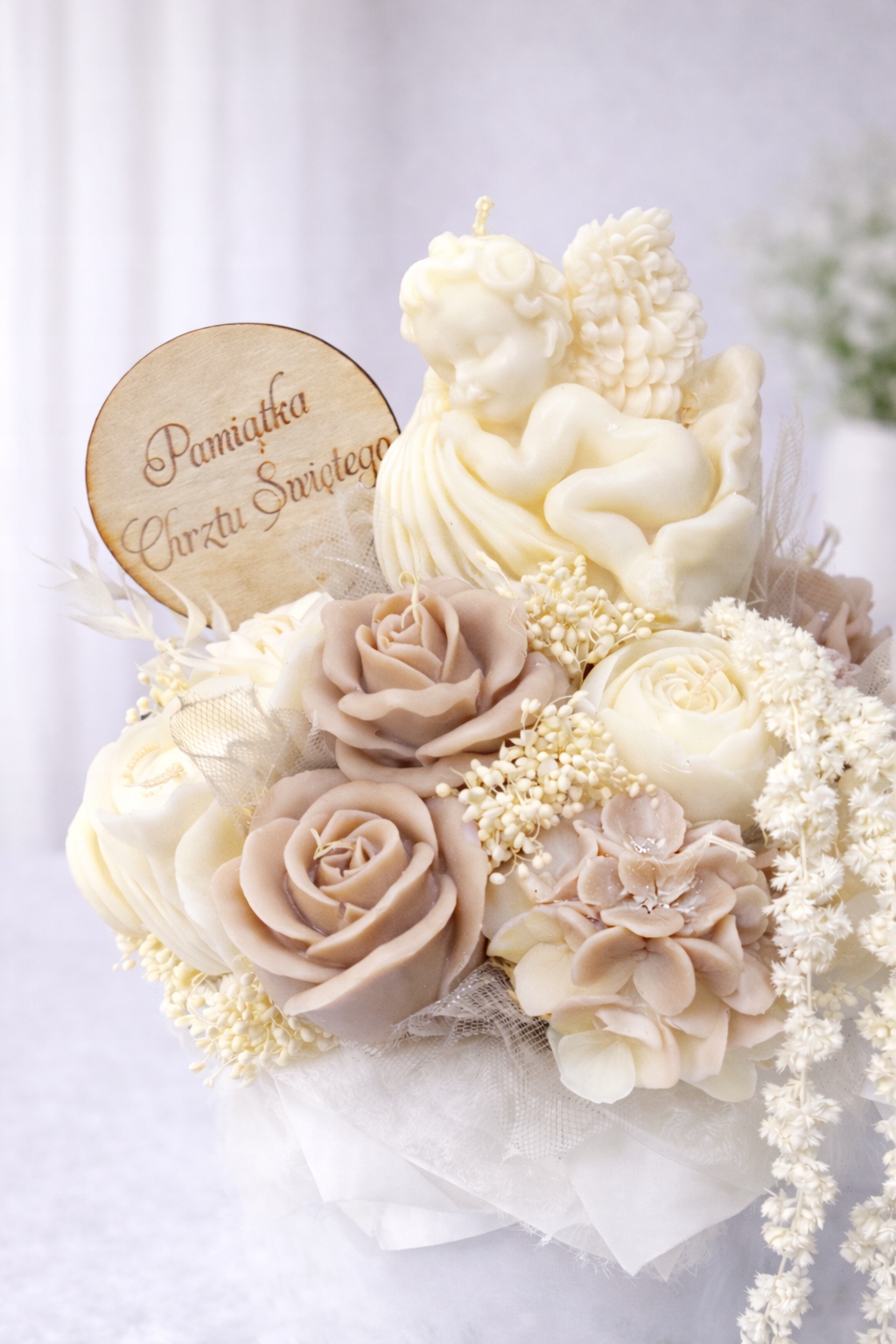 Dárek na křtiny Kytice ze svíček, věčná kytice, dárek pro dítě