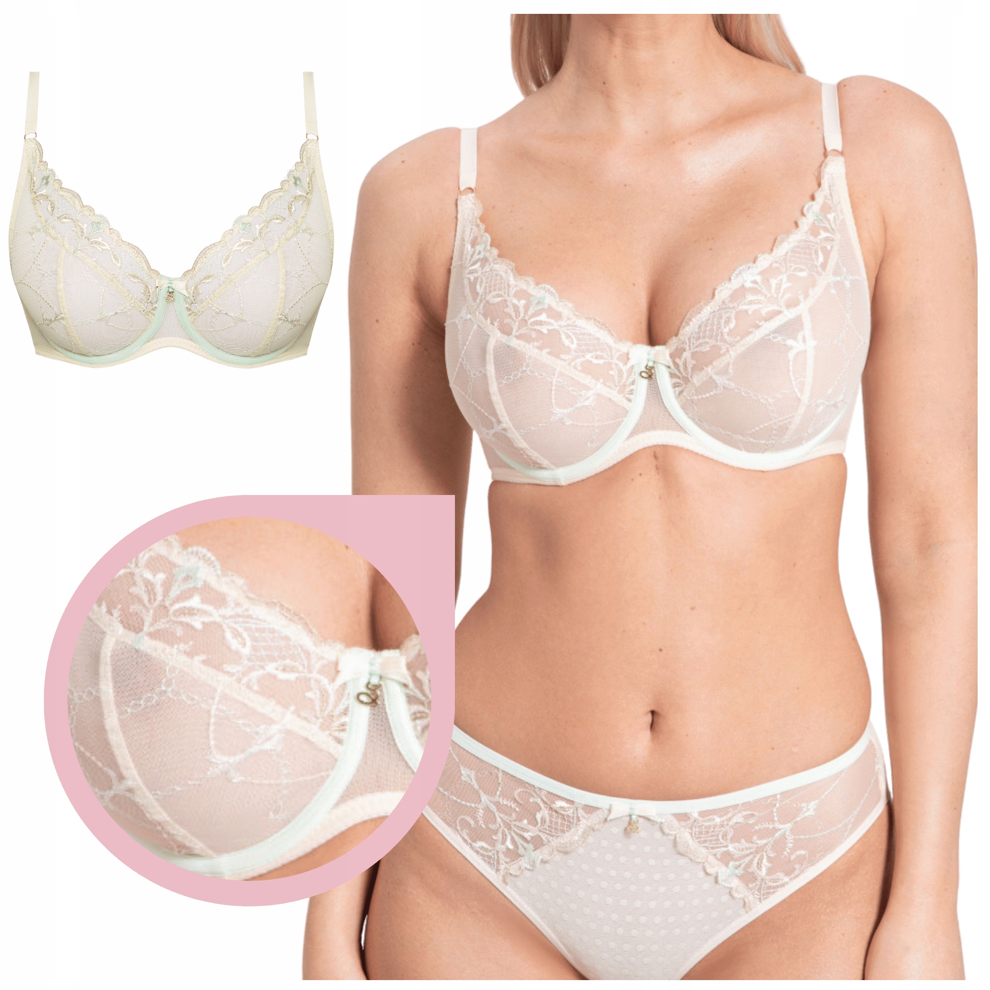 Samanta Laura A125 měkká podprsenka piškotová mátová soft braletka 70D