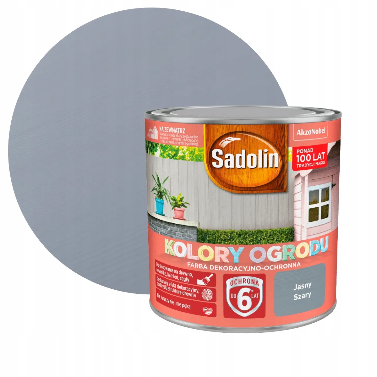 Sadolin Ogrodu Jasny Szary 2,5L Farba Do Drewna