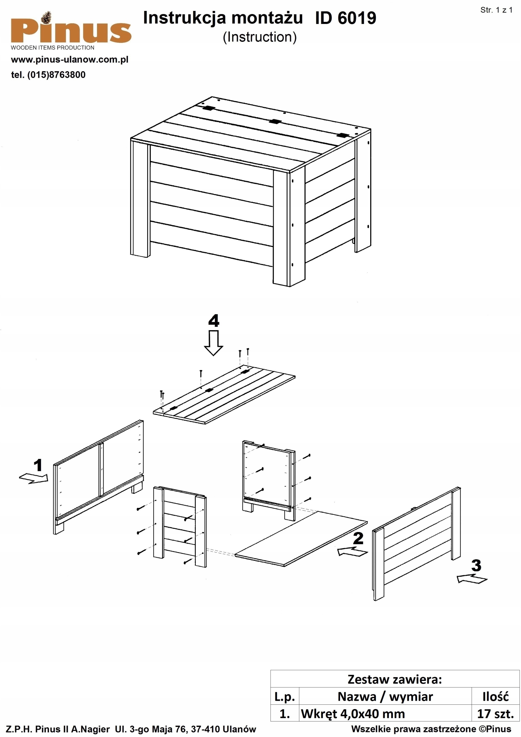 Skrzynia kufer drewniany DUŻY 77x40x50 szary skrzynka drewniana organizer Marka Pinus