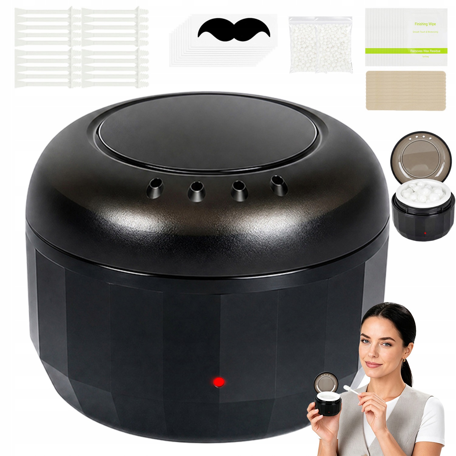 Vosk Pro Depilaci Nosu Depilace Sada Na Ušní Obočí 7W Usb Muž Žena Černá
