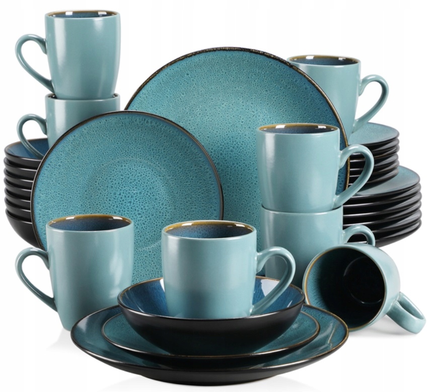 Serwis obiadowy Vintage Retro kamionka zastawa 8os