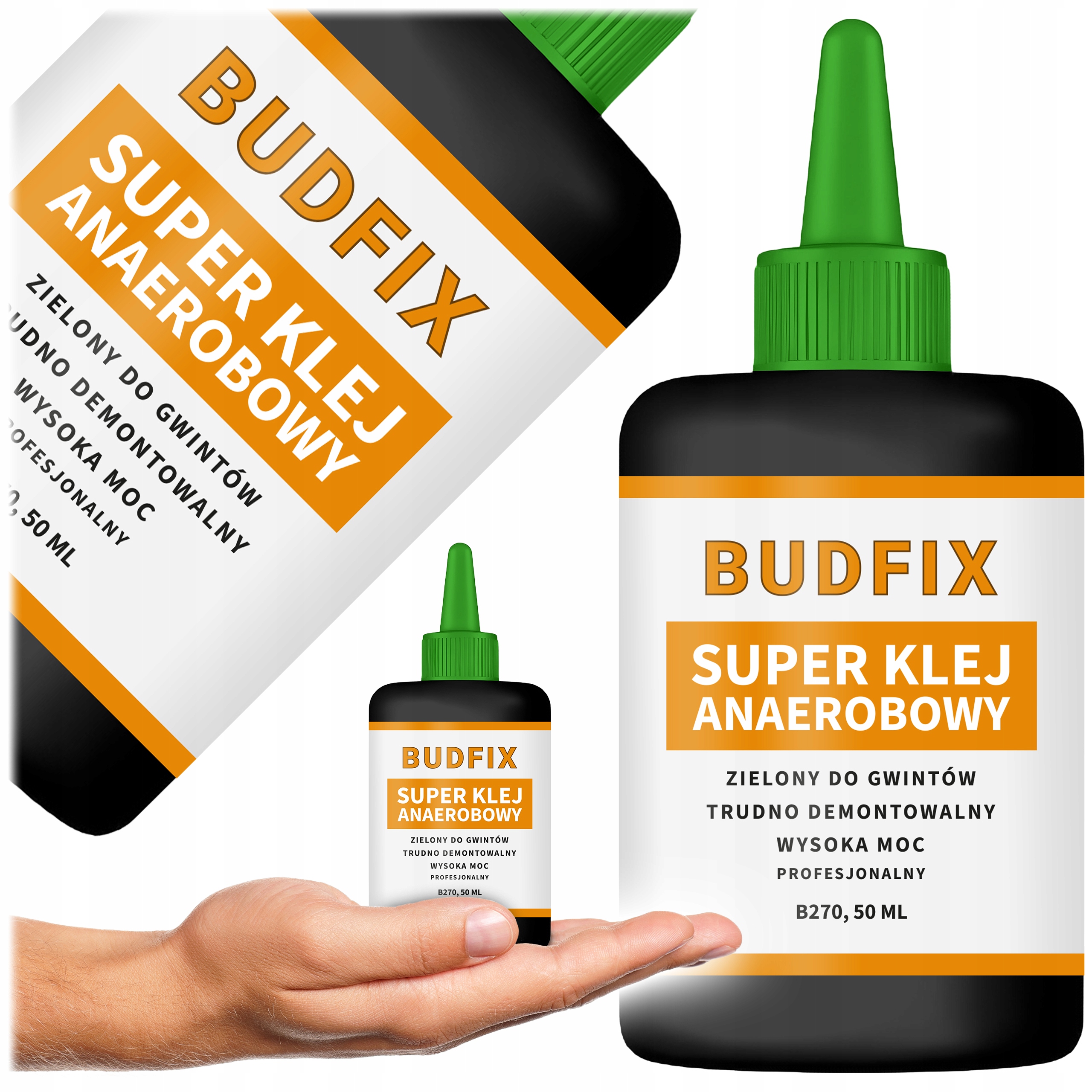 Klej Do Gwintów Śrub Szpilek Anaerobowy 270 Mocny M20 50ml Zielony Trwały
