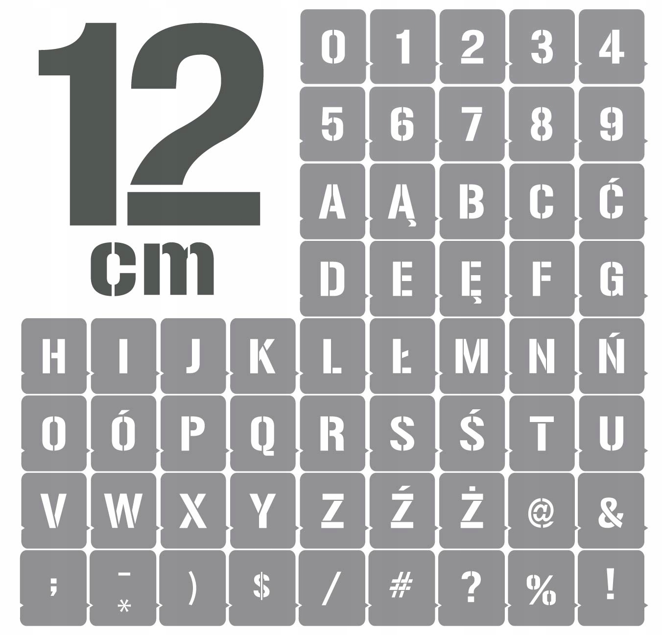 

Szablony zestaw Litery i Cyfry 12cm /malarskie/