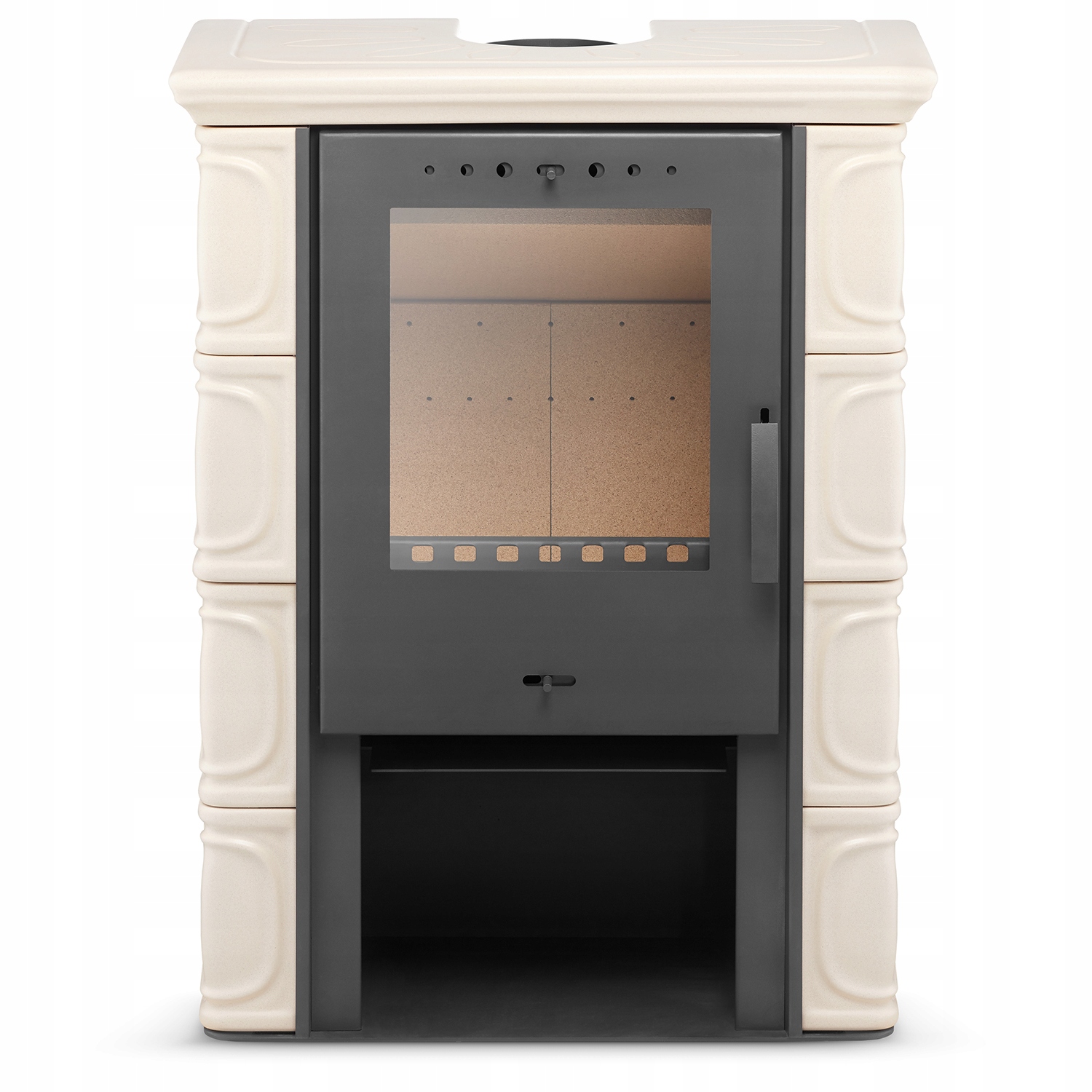 Kachlový krb kamna volně stojící krbová vložka koza Eldur cappuccino