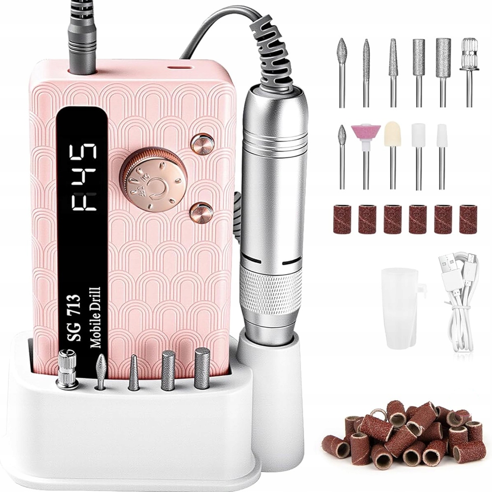 Profesionální Bruska Sada 45000 Rpm Bezdrátová Růžová