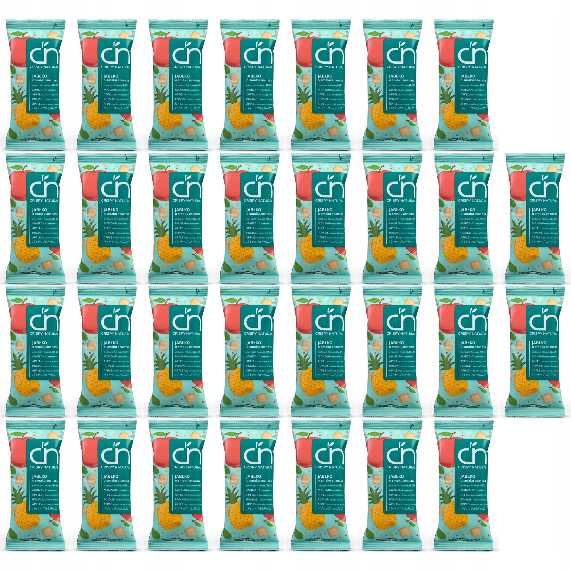 Zestaw Crispy Natural Jabłko o smaku ananasa suszone kostki z 30 szt.