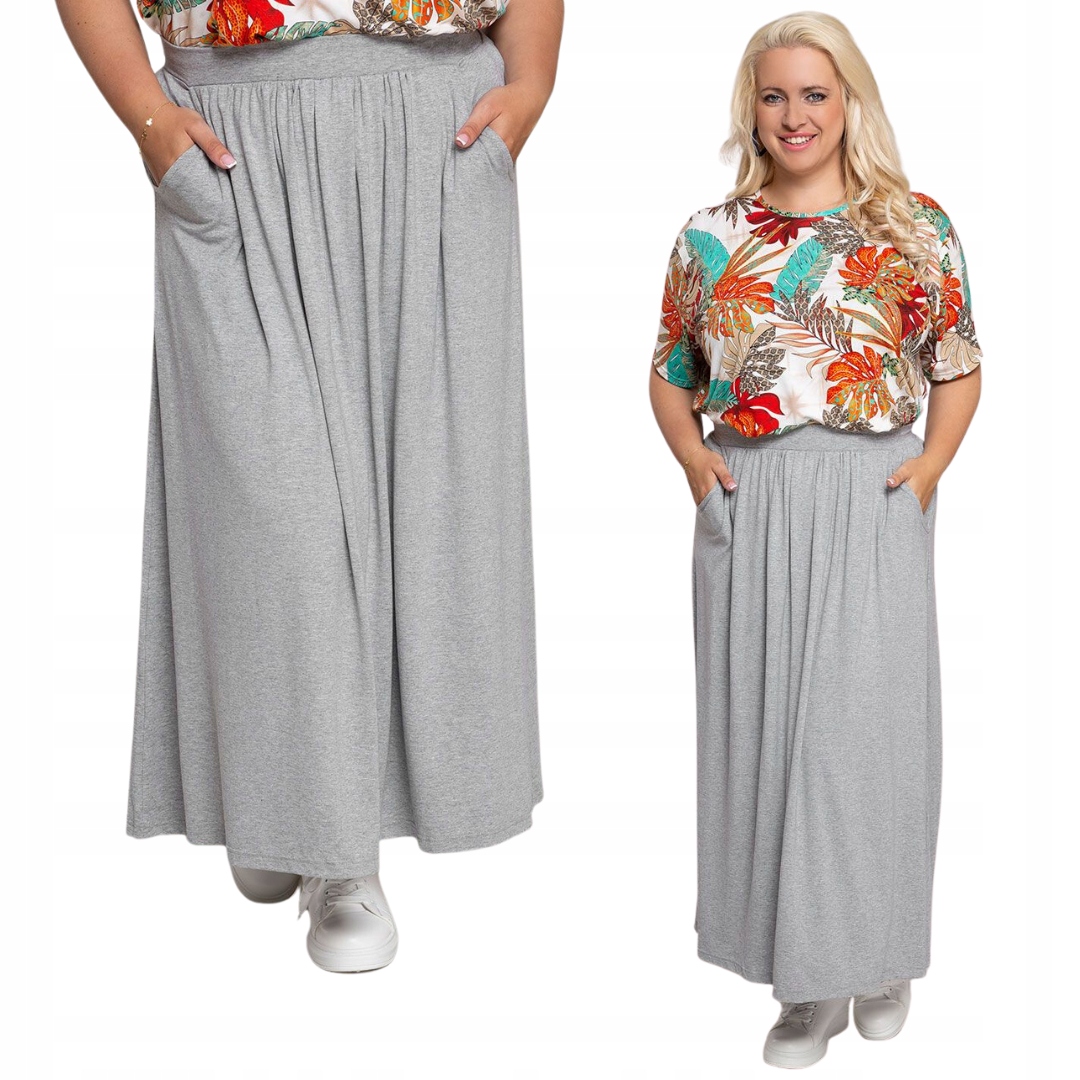 Šedá tepláková sukně ke kotníkům s kapsami 52