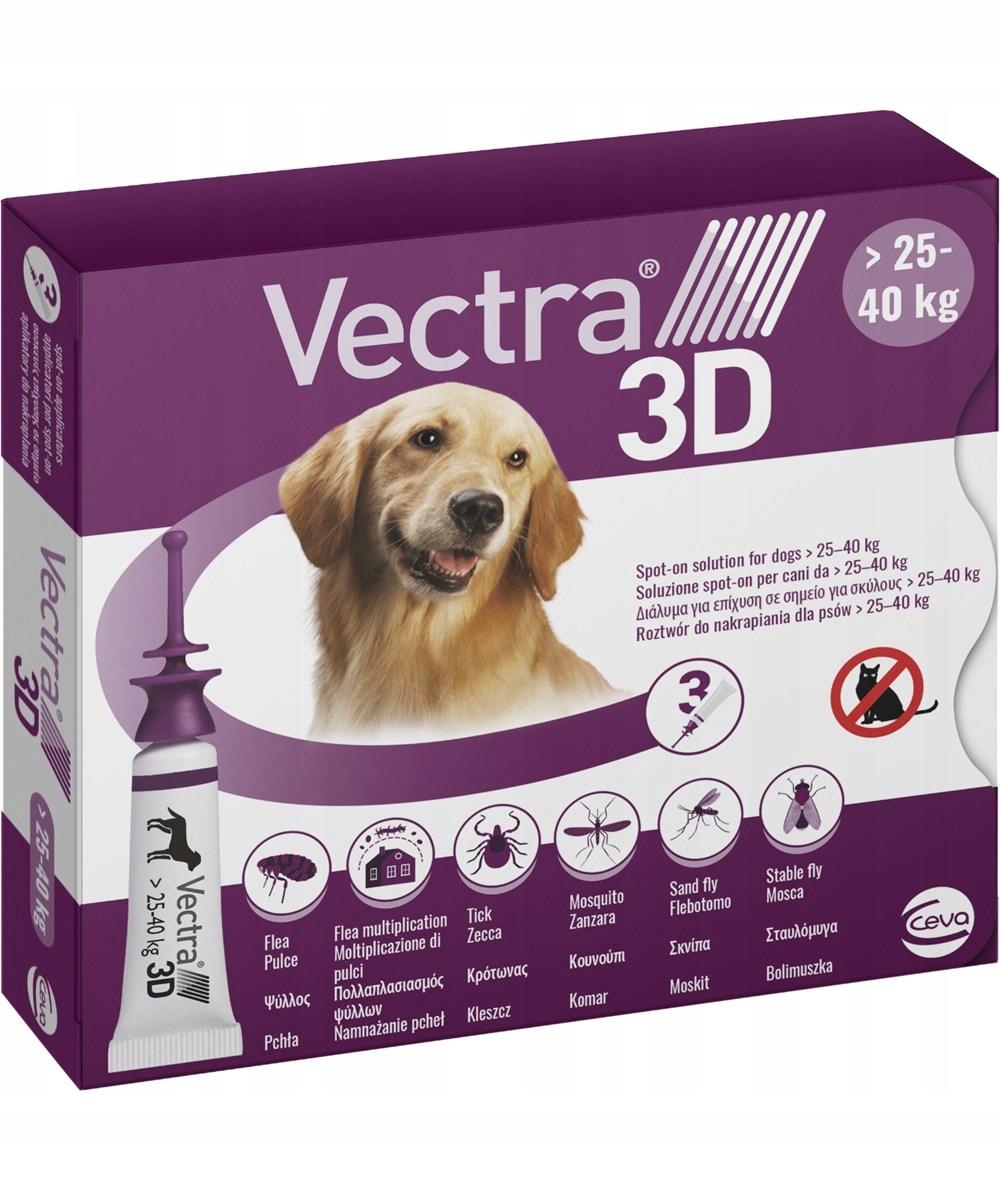 Vectra 3D 25-40KG 3X4,7ML na pchły, kleszcze pies