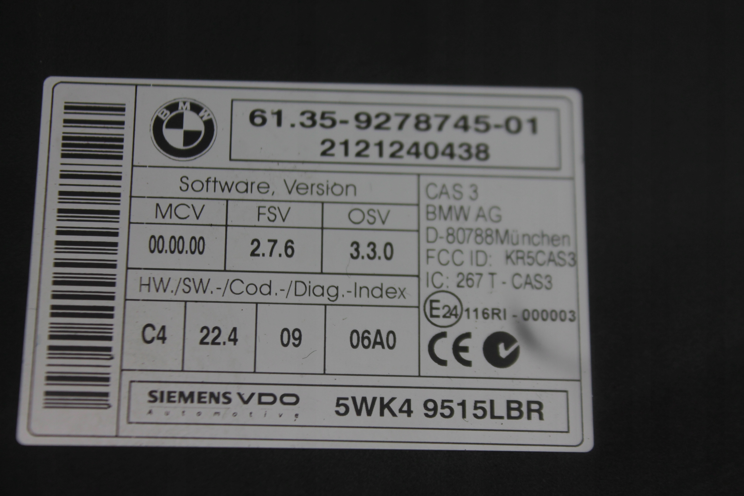 modul Bedienteil CAS 9278745 BMW X1 E84 09-15