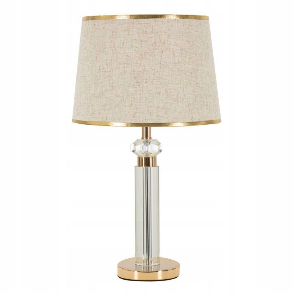 Stolová Lampa Kovová Béžová Klosz Moderná Elegantná 52,5 cm Zlatá Dekor