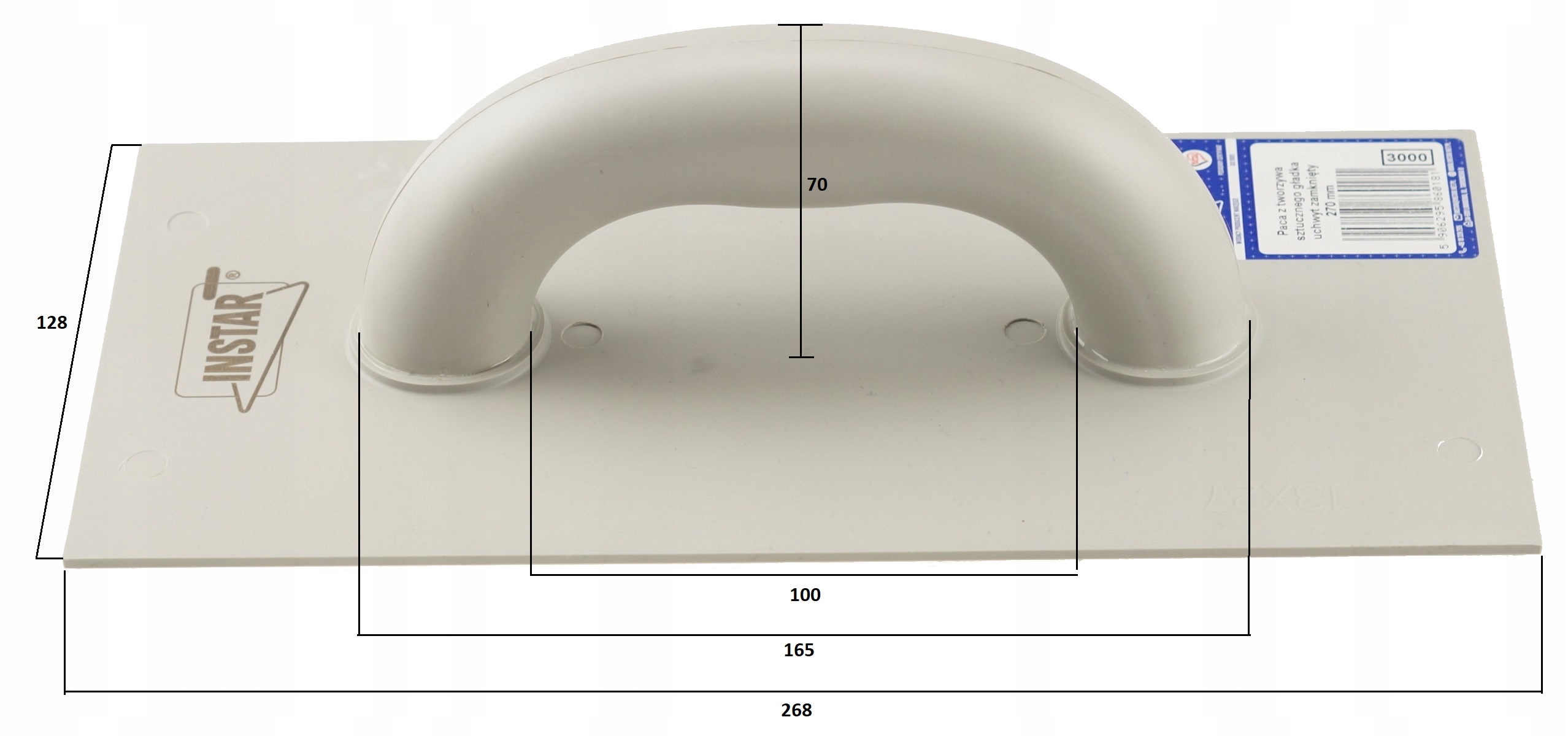 Paca tynkarska gładka plastikowa 270 mm uchwyt zamknięty lekka Instar 3000 Rodzaj pacy tynkarska