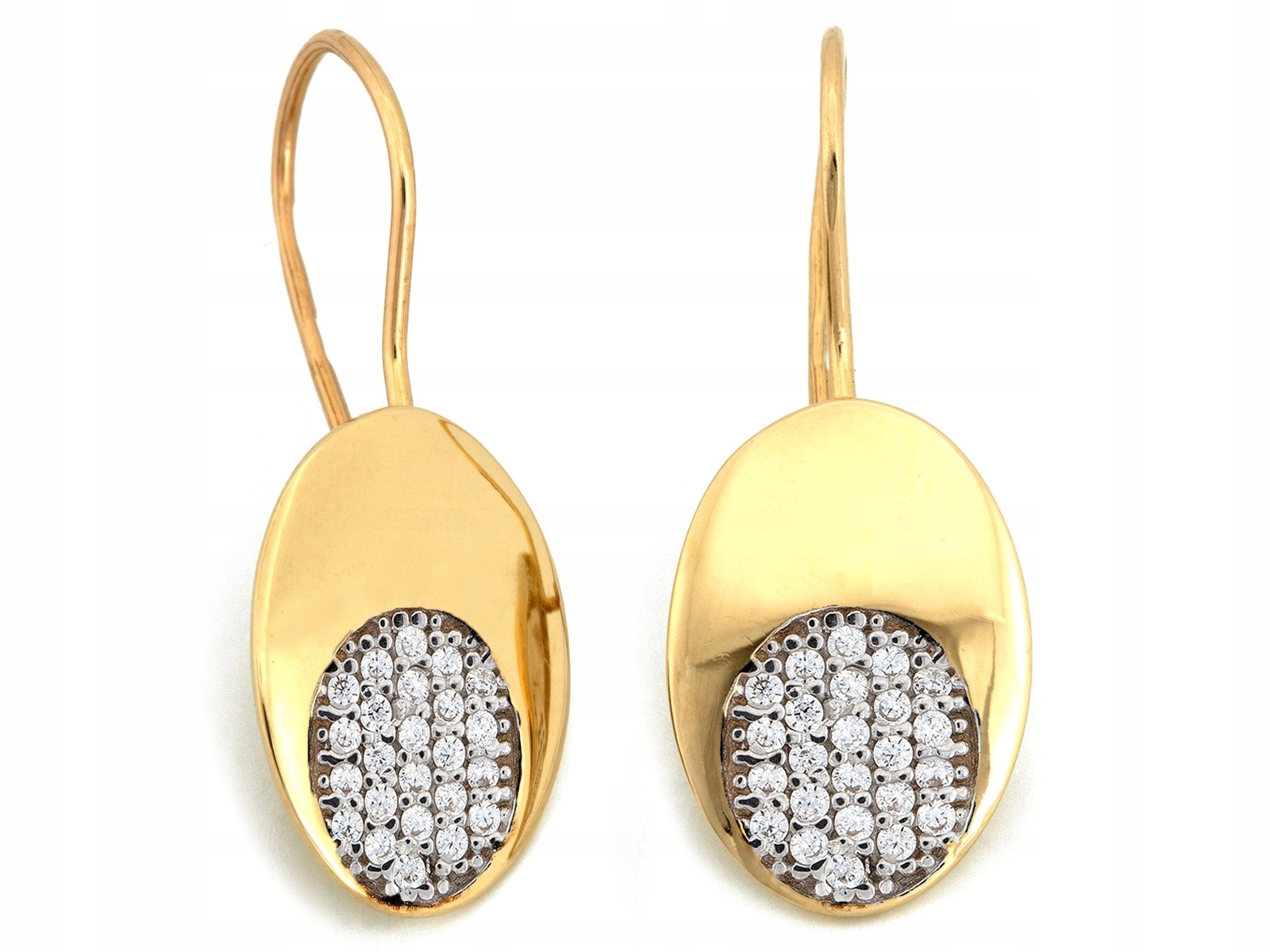 Náušnice pro ženu ze zlata 585 oválné se zirkony na biglu jako dárek