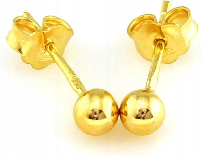 Jemné náušnice s malými kuličkami ze zlata 585 na tyčinku 4 mm, zlaté 14k