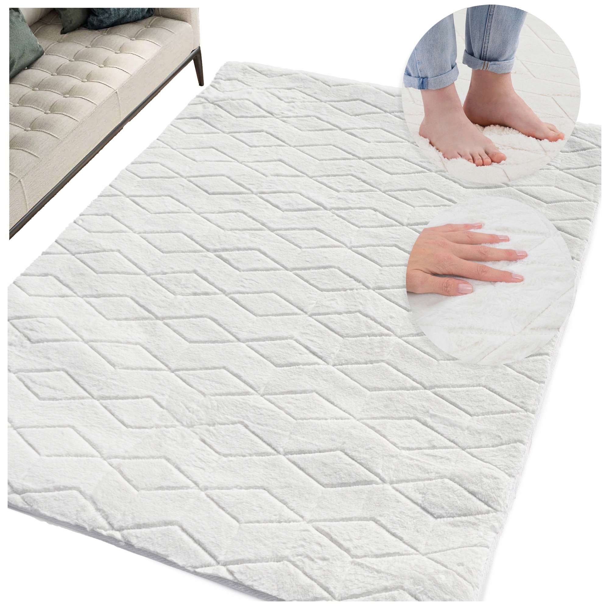 Koberec Plyšový Rabbit 120x160 Měkký Kožešina Pokojový Dekorativní Králík