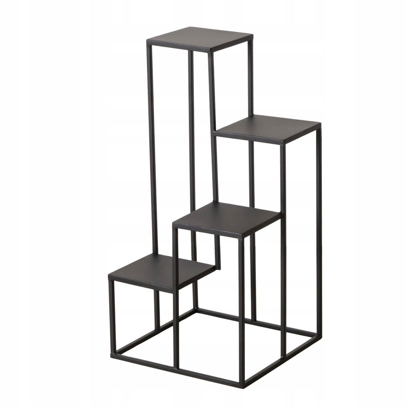 Držiak Na Kvetináč 4 Úrovňový Čierny Na Kvetináče S Kvetmi 68 cm