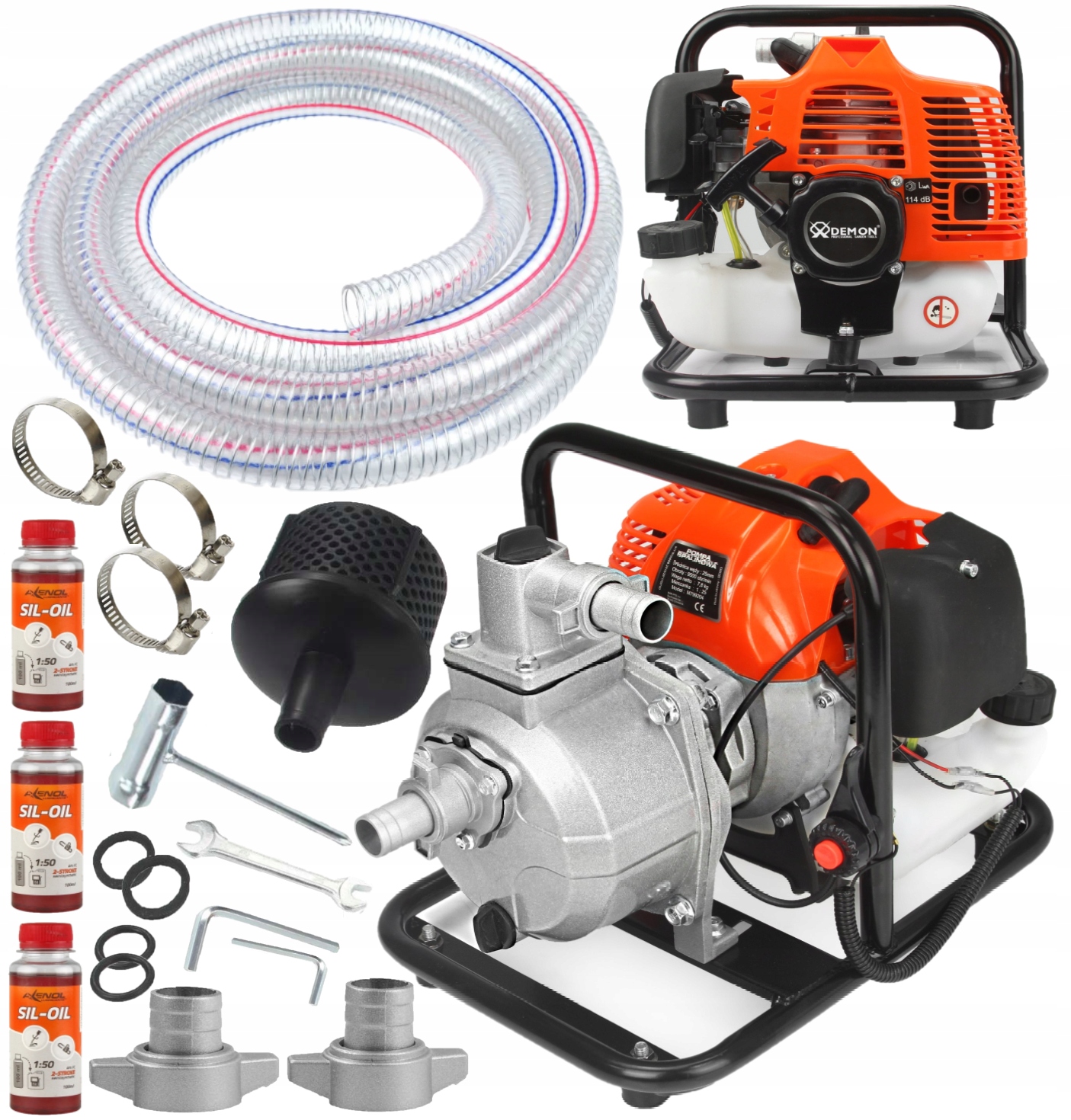 Motopompa 1" Cal Pompa Spalinowa Do Wody Wąż Ssawny 5m Olej Demon