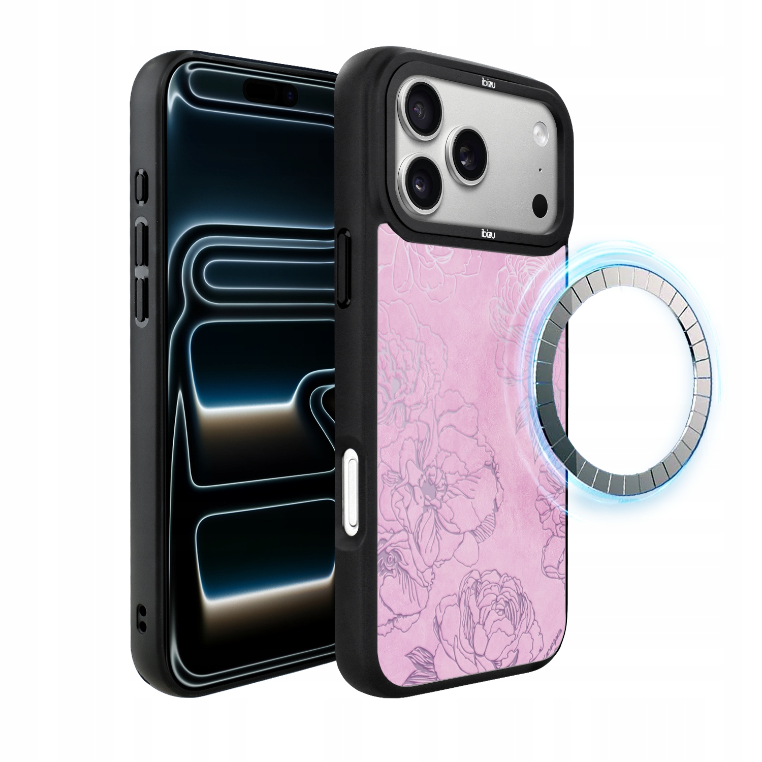 Pouzdro pro iPhone 17 Pro Ibizu DropGuard Matt s MagSafe, růžové pivoňky
