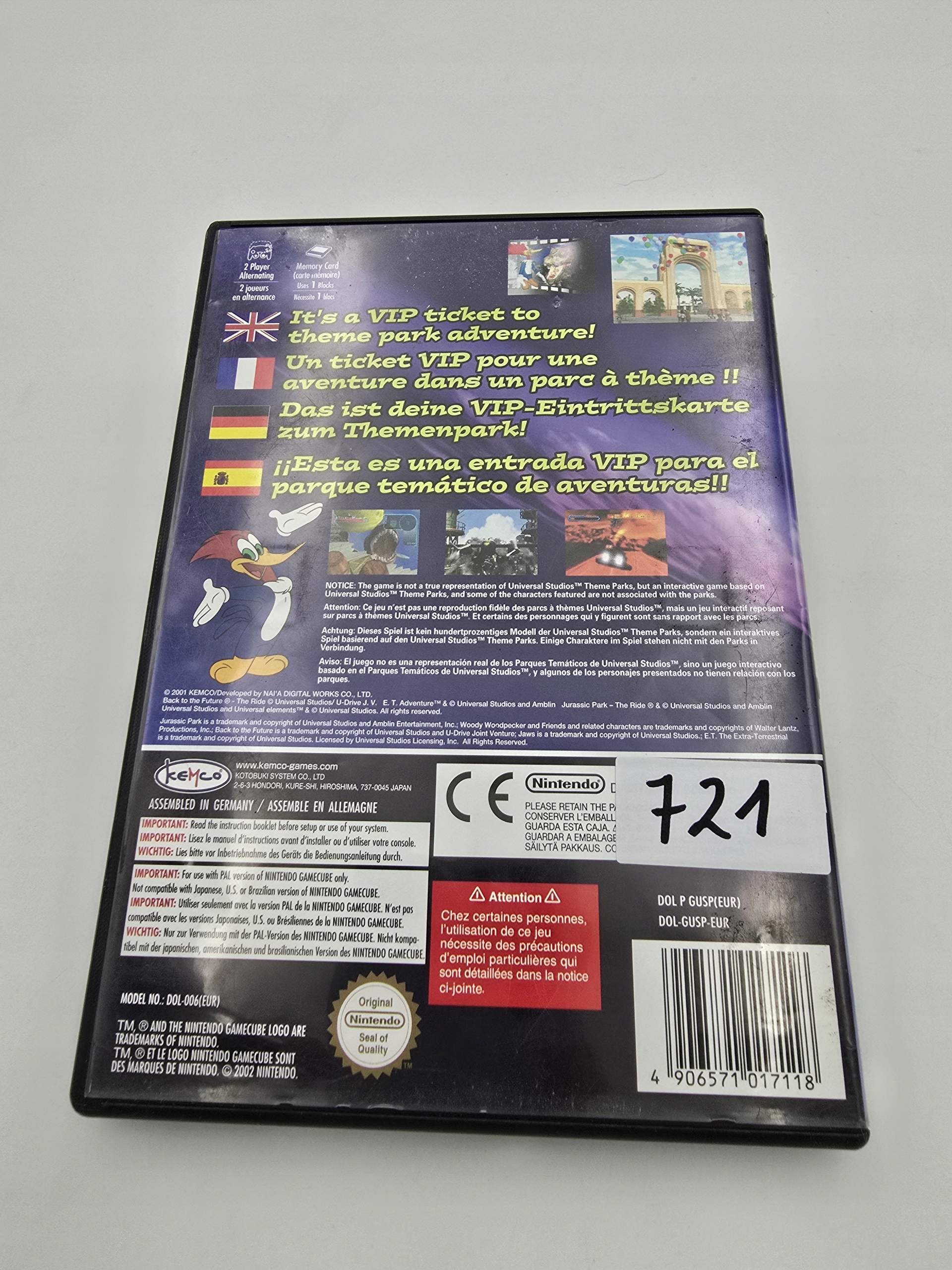 NINTENDO GAMECUBE UNIVERSAL STUDIOS THEME PARK ADVENTURE EAN (GTIN) 4906571017118