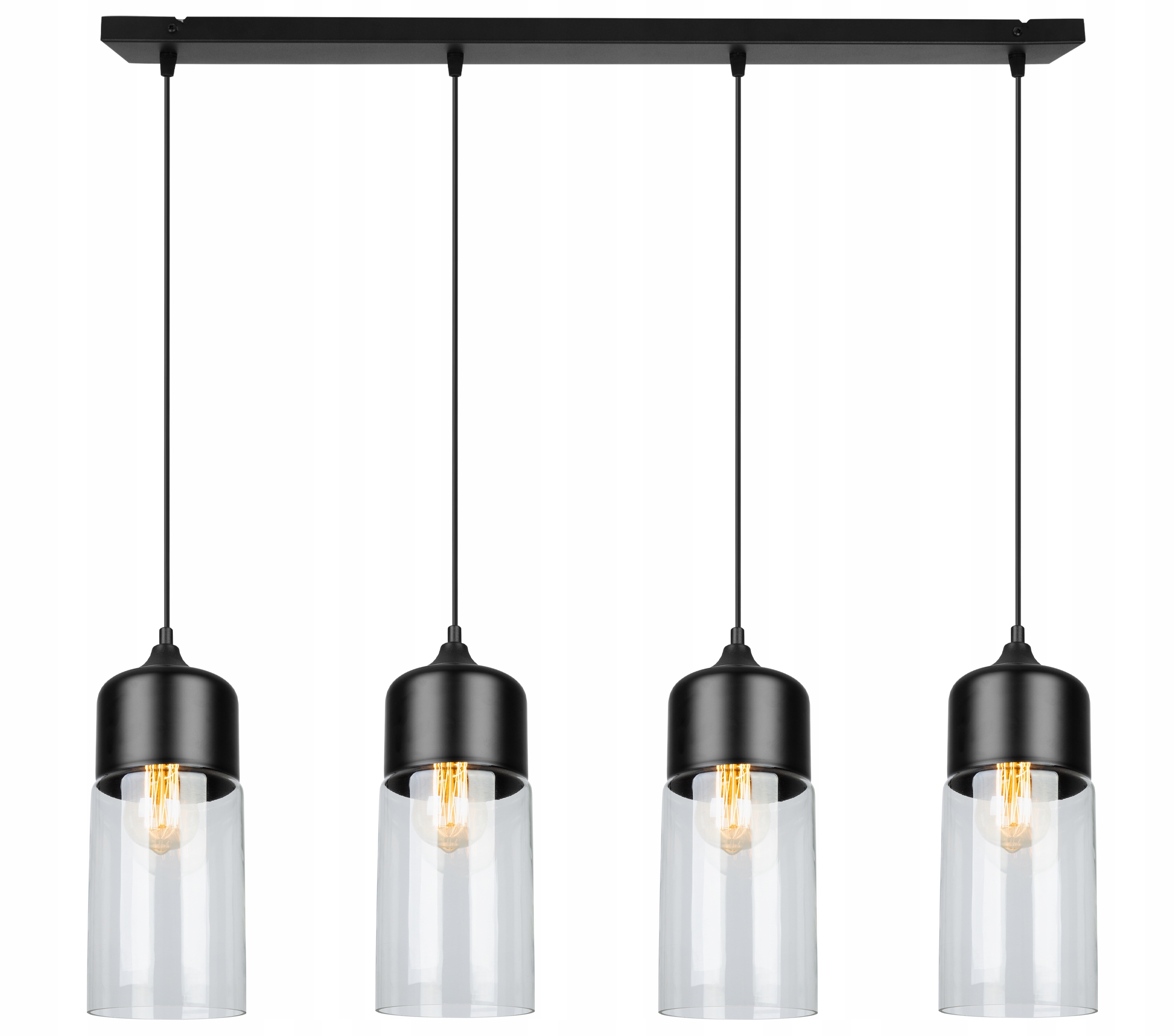 Stropná Závesná Lampa Luster Sklenené Tienidlo Čierna Bezfarebná Lišta