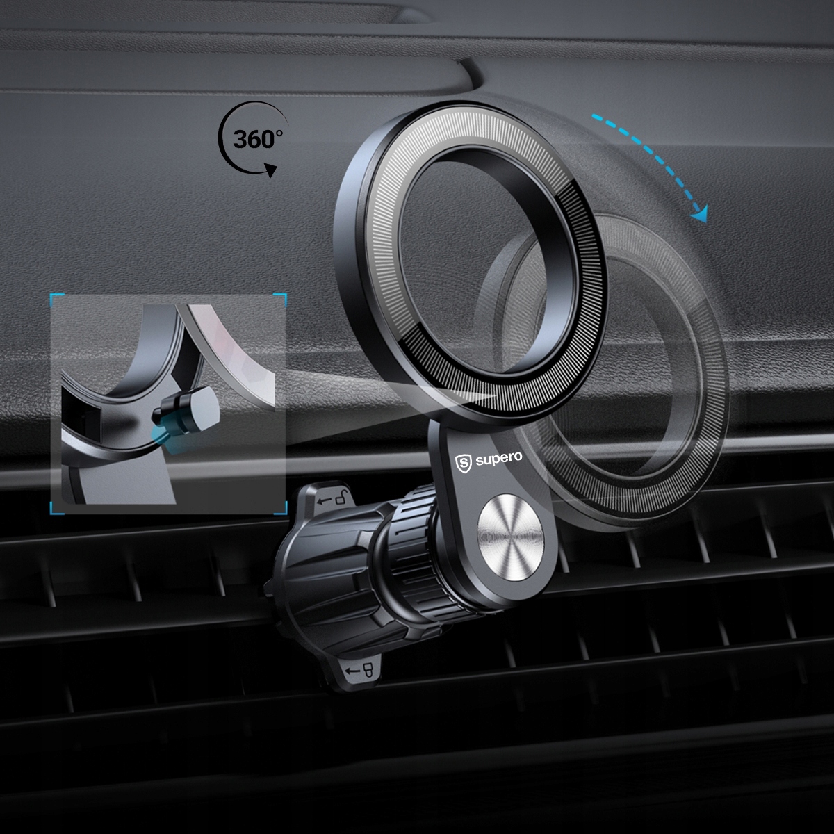 Uchwyt samochodowy do MagSafe do - iPhone 12 13 14 Rodzaj na kratkę nawiewu