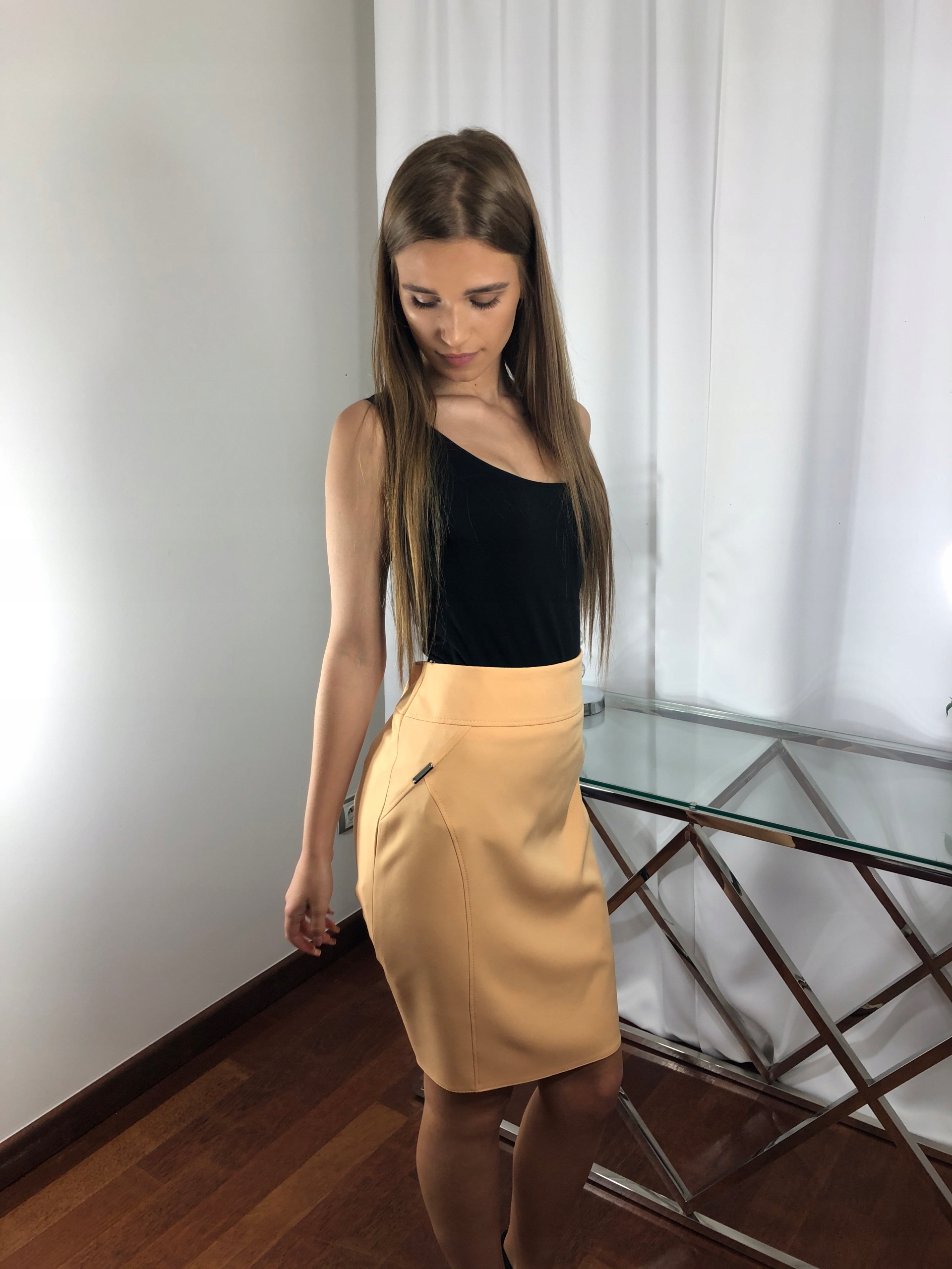 SPÓDNICA OŁÓWKOWA Z PODSZEWKĄ ŻÓŁTY R.40 Rozmiar 40