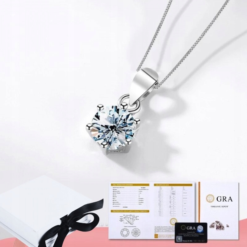 Naszyjnik z zawieszką z diamentem 1ct srebro 925 Moissanit 45cm certyfikat Marka bez marki