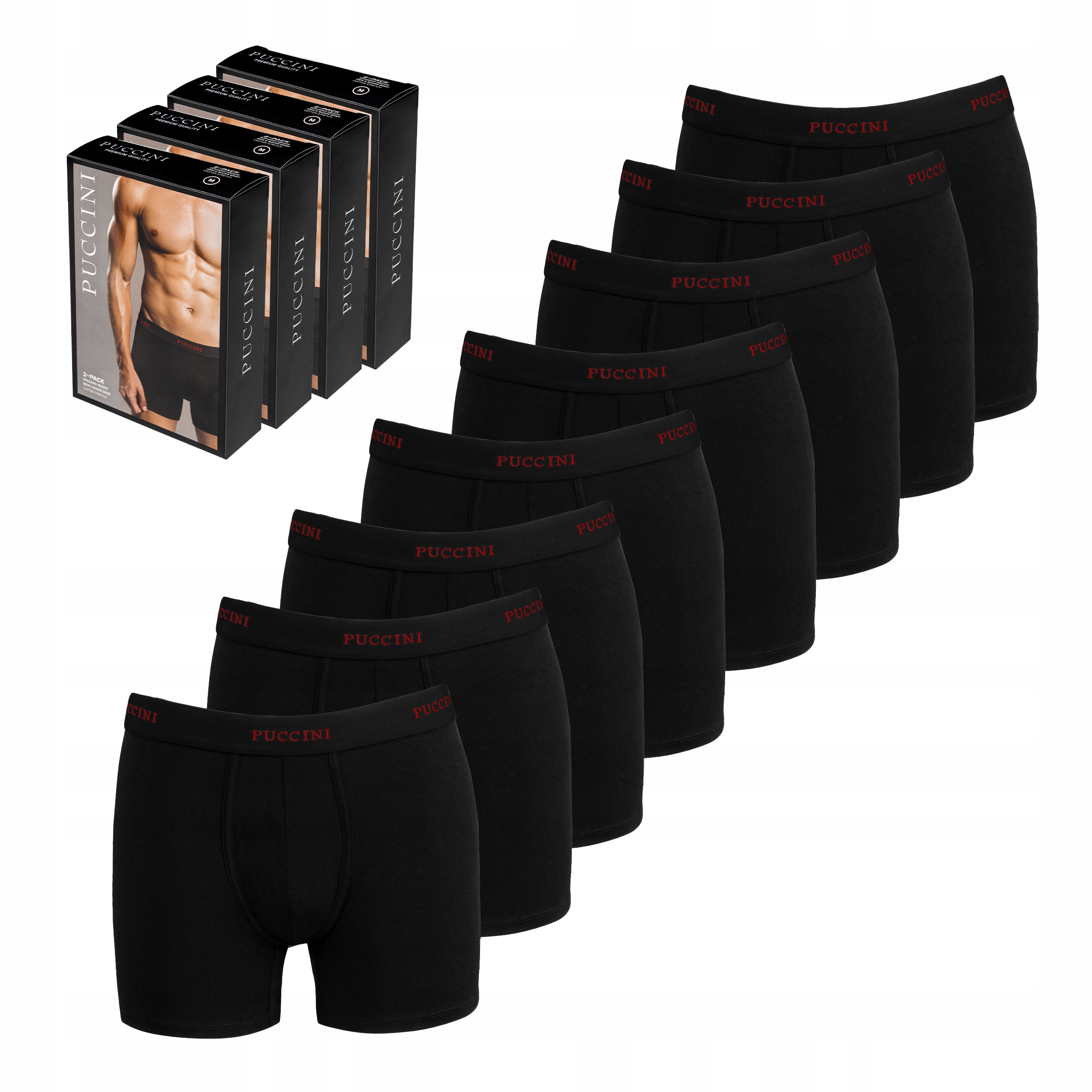 Bokserki Męskie Puccini Czarne Zestaw 8pak Bawełniane Rozmiar XL BX05XL-1-1