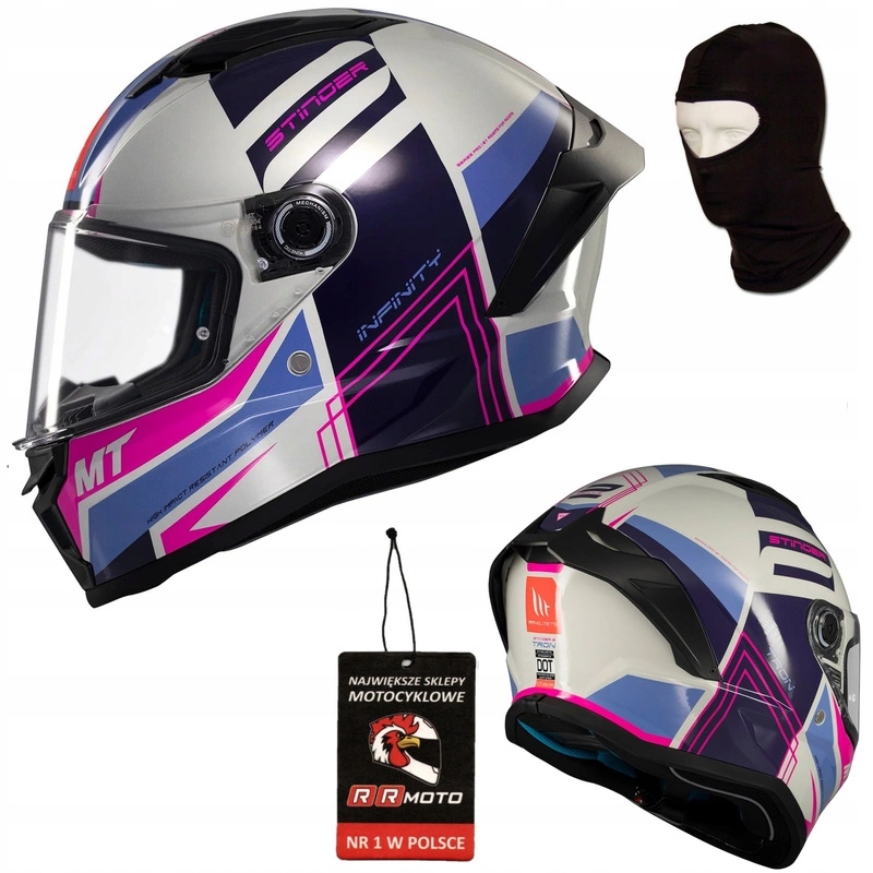 Motocyklová prilba Mt Stinger 2 Tron White/pink/blue ružová Darčeky