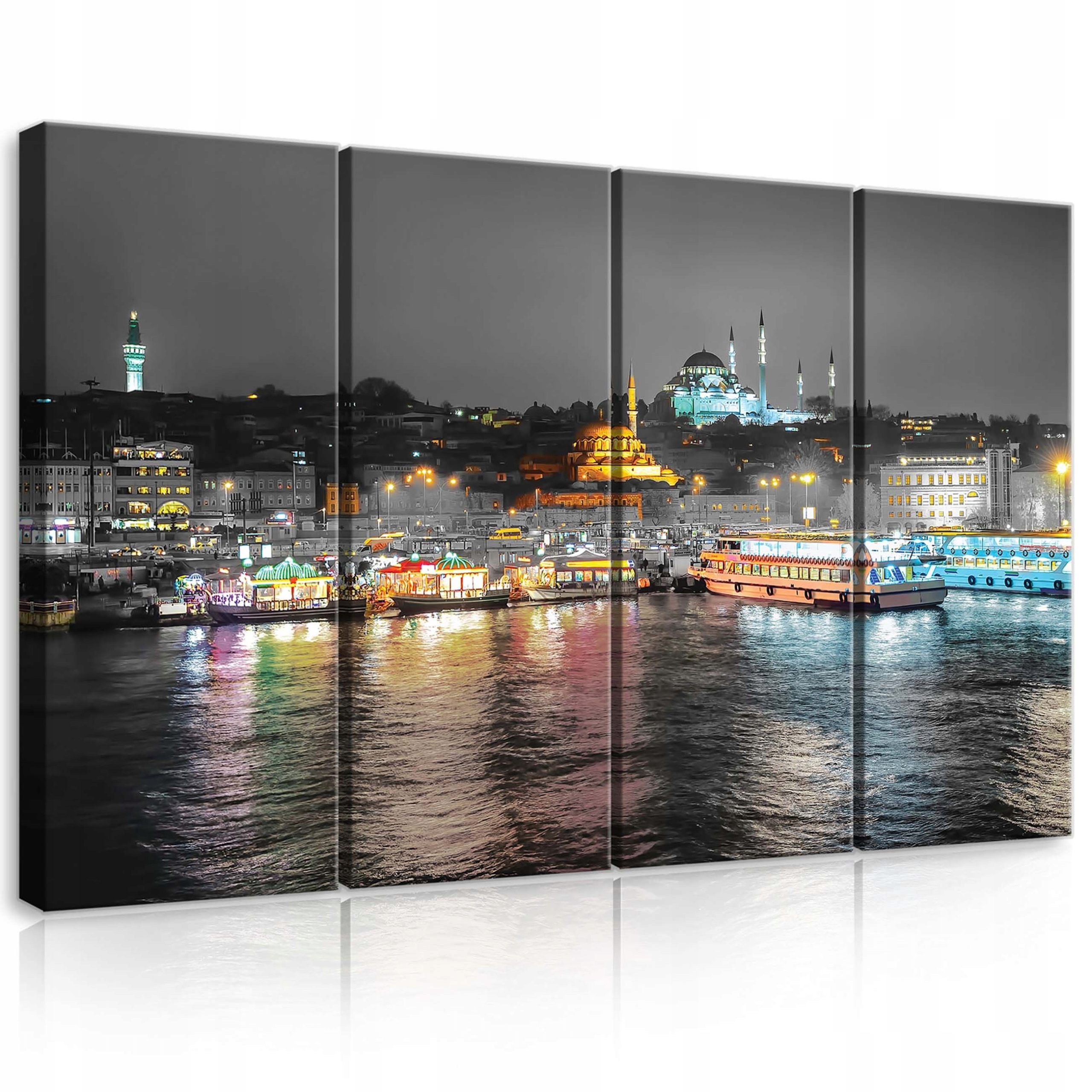 Obraz 120x80 Noční Istanbul Bospor krajina města odraz lodě světla