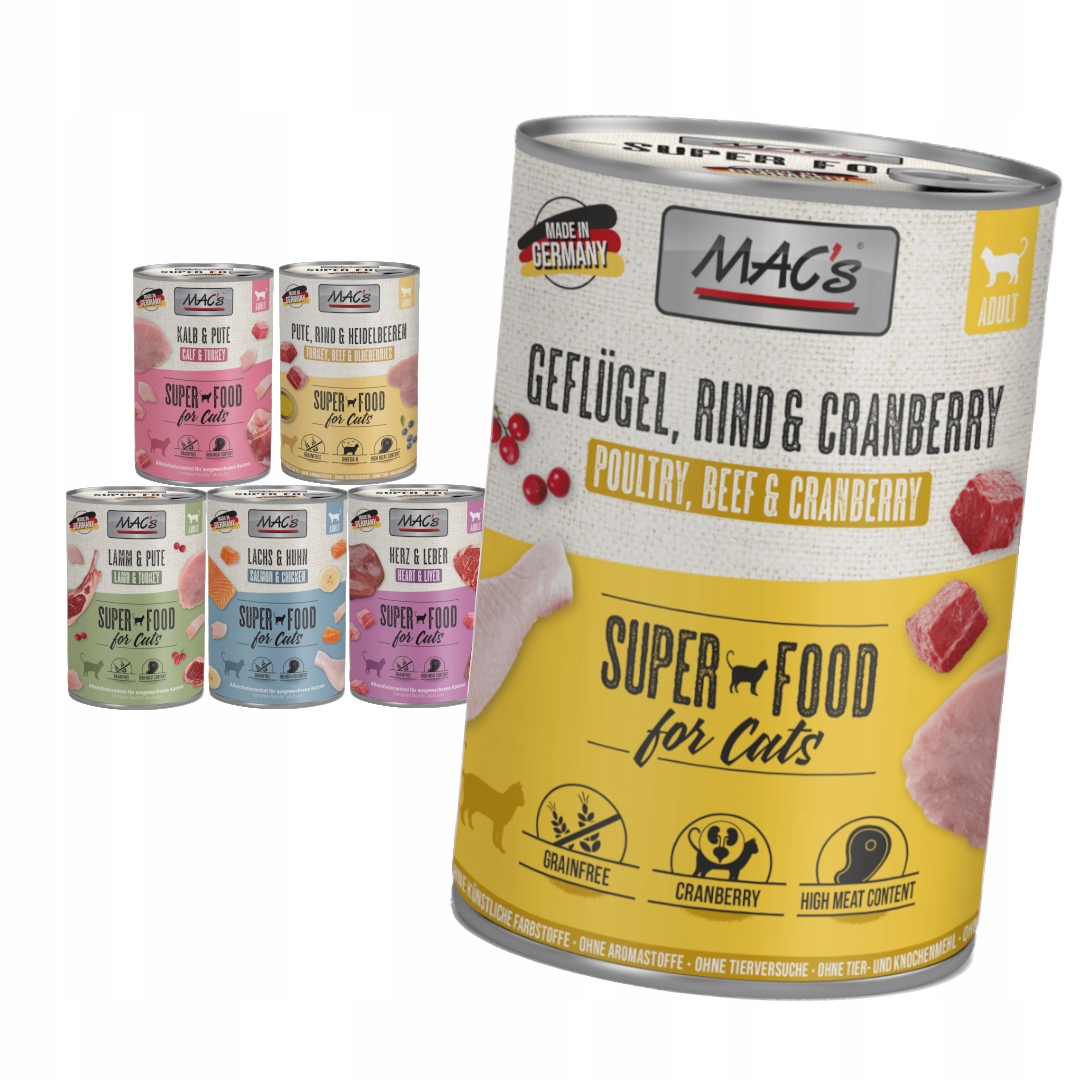 Levně MAC's Cat Mokré Krmivo Pro Kočky Mix Chutí 6x400g Drůbeží, Krůta , Krůtí, Losos