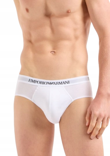 Emporio Armani Bílé Bavlněné Slipy S Logem 3 Pack M J2B