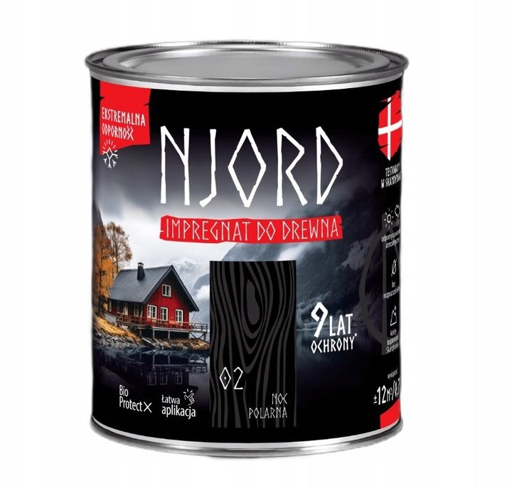 Njord Impregnat do elewacji drewnianych 2,5 l Noc Polarna 02