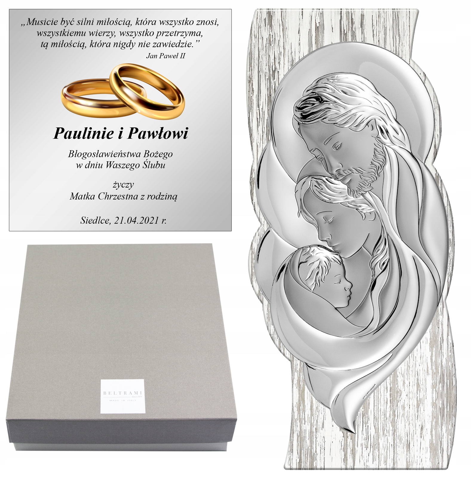 Stříbrný Obraz Svatá Rodina dárek Na Svatbu