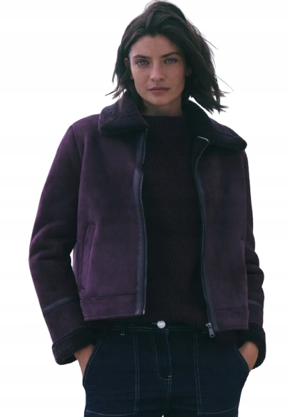 Cecil Krátká Semišová Bunda S Nařaseným Límcem Fialová L Jqe