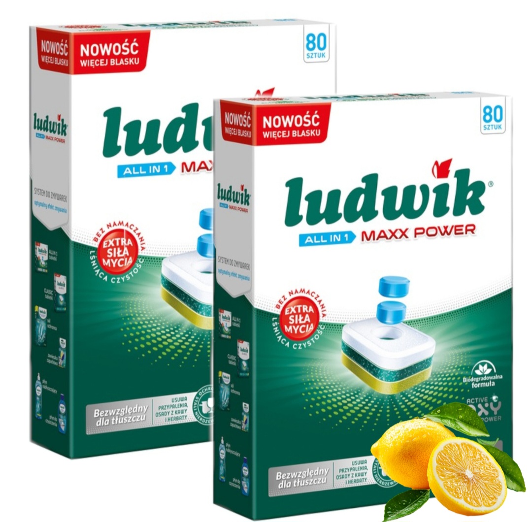 Levně Ludwik tablety do myčky Maxx Power lemon 80ks x2 Set