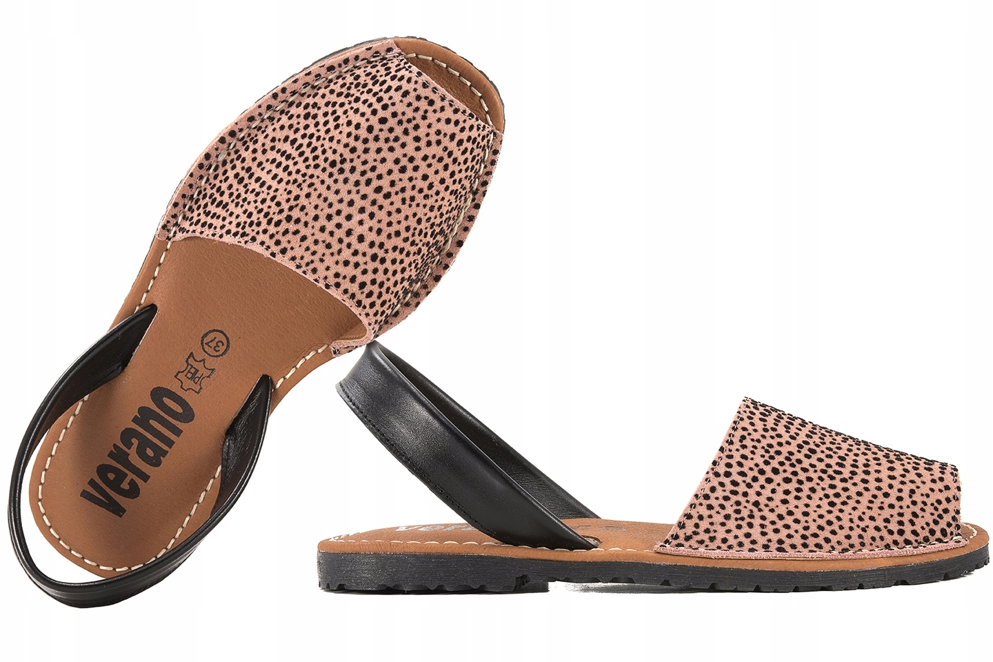 Verano 2512 Dámské Sandály Španělské Kůže Semiš panterka