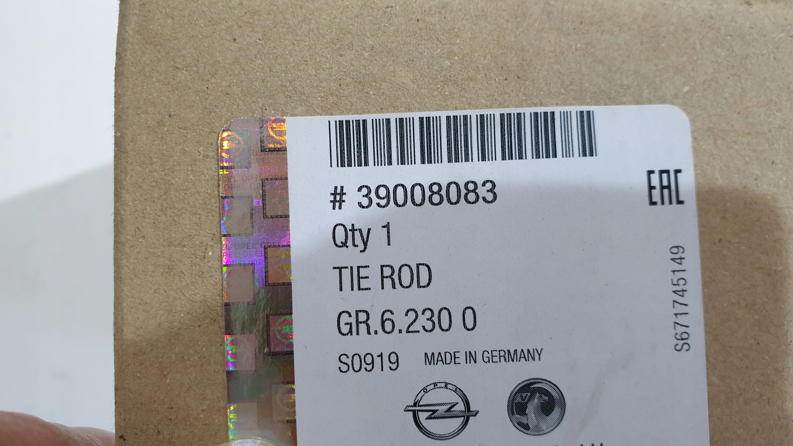 KONCOWKA DRAZKA PRAWA OPEL ASTRA K 39008083 NEW Installation side front right