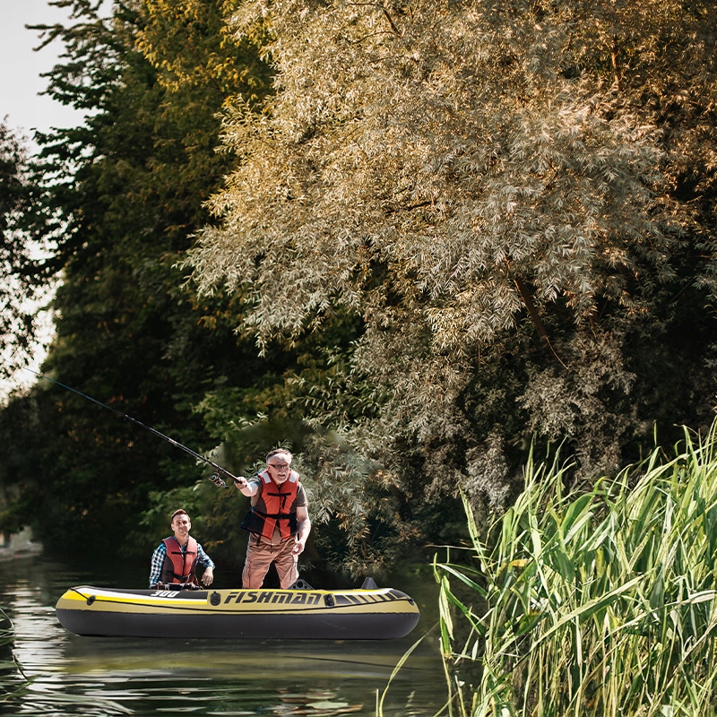 PONTON WĘDKARSKI DMUCHANY DO PŁYWANIA FISHMAN Z WIOSŁAMI 252X125 ZESTAW Waga 9 kg