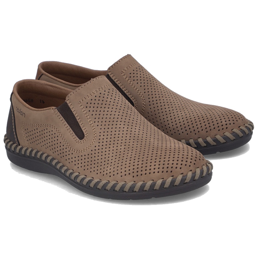 Pánské mokasíny Rieker B2460-25 Brown hnědé ažurové Kůže VEL.40