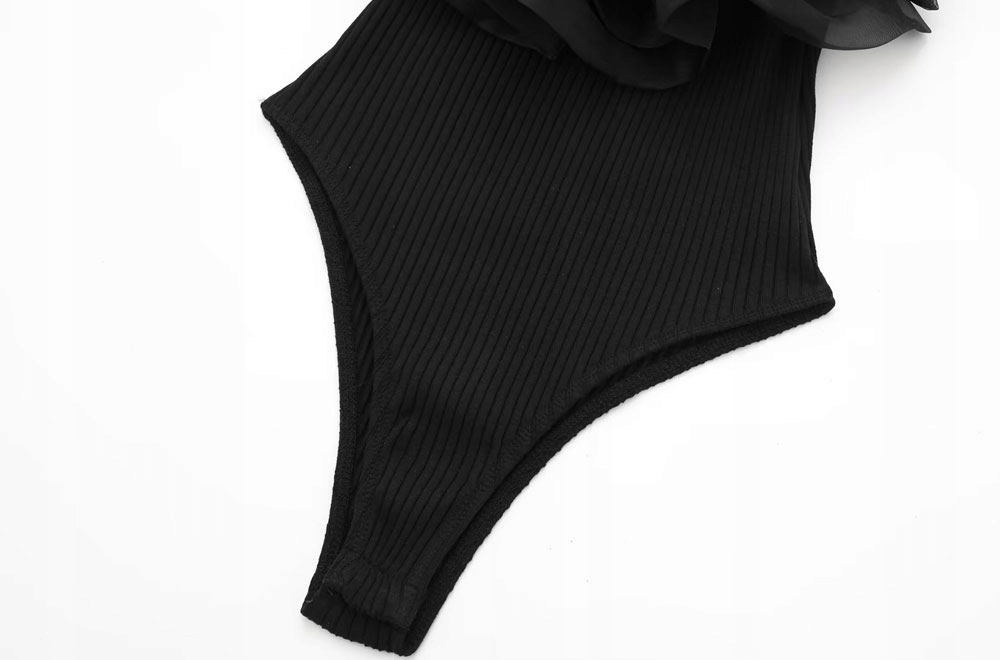 MD czarne body falbana czarna bluzka | L/40 Marka bez marki