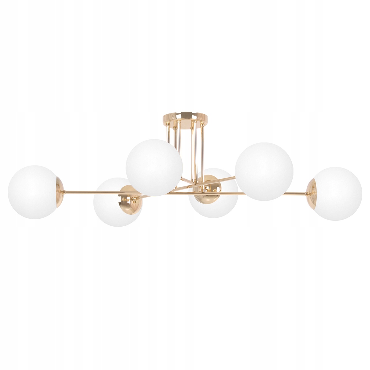 Złoty Żyrandol do salonu lampa Białe szklane Klosze E27 Glamour