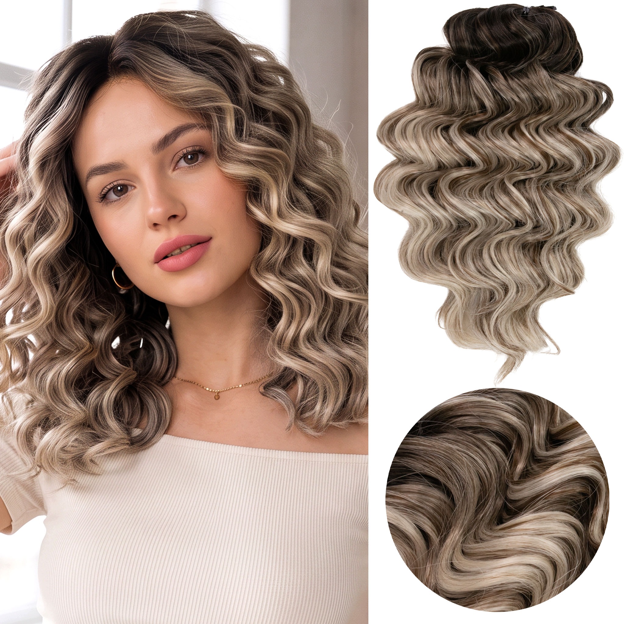 Włosy syntetyczne Afroloki Amelia Pro 30cm 200g blond brąz pasemka odrost