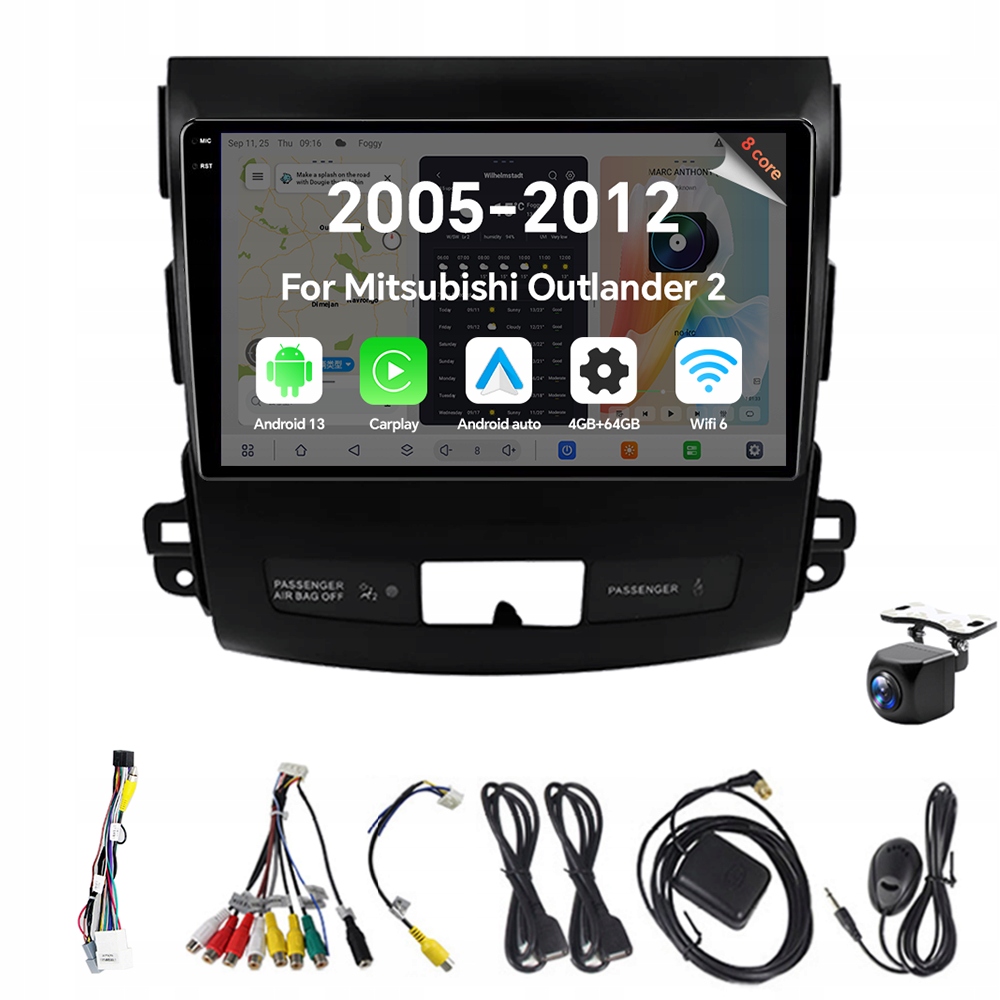 2Din Android 13 autorádio pre Mitsubishi Outlander 2 2005-2012 Carplay Gps