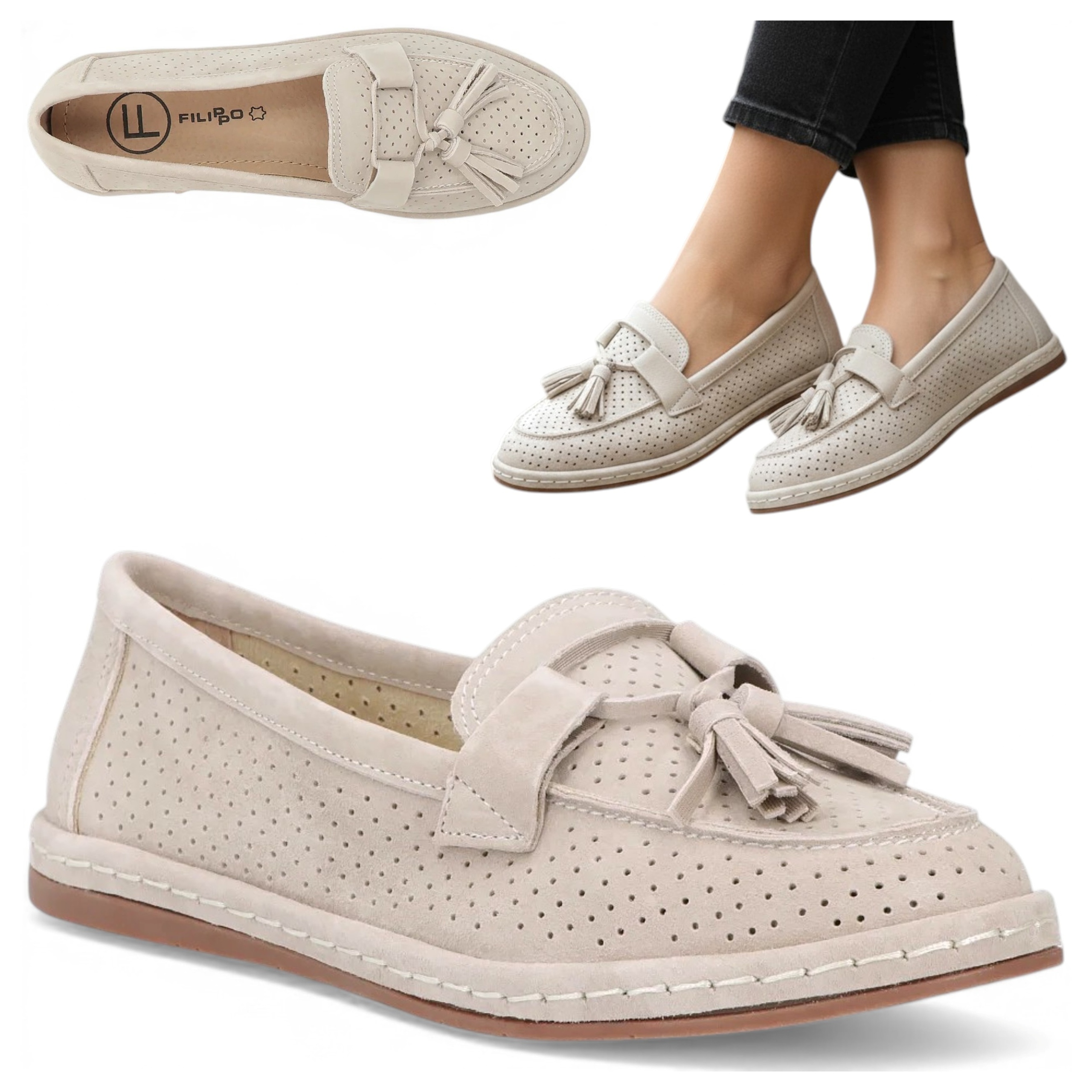 Dámské kožené mokasíny 37 Filippo Semišové letní polobotky Elegantní