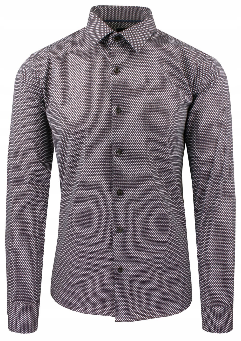Vypasovaná pánská košile Victorio Drobný vzor, hnědá 44/182-188