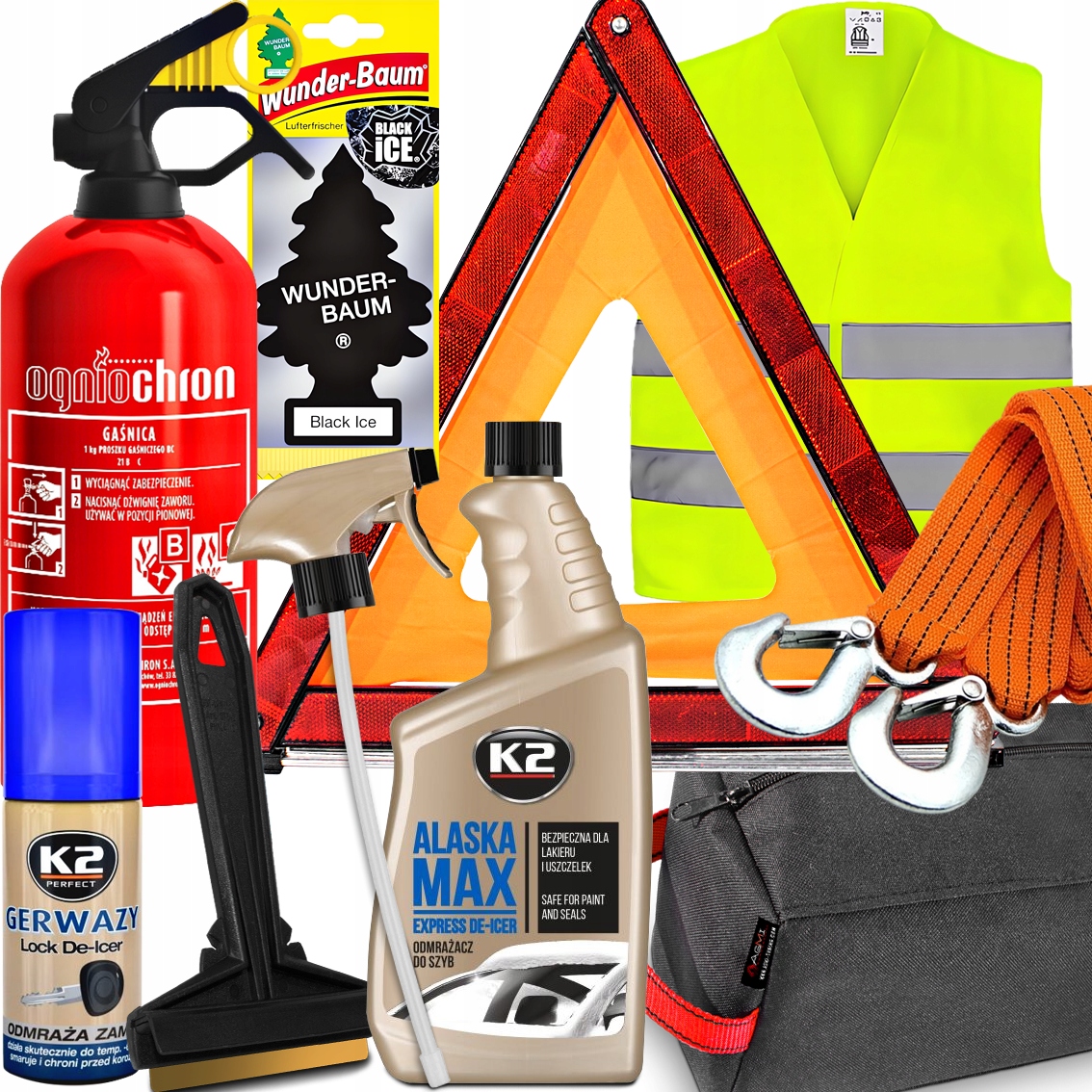 Hasicí Přístroj Trojúhelníková vesta Šňůrky na opravu pneumatik Linka Taška Odmrazovač