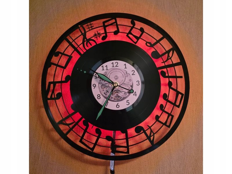 Noty Nástěnné Led hodiny Rgb Pilot Vinyl Vinylová deska Dárek Narozeniny