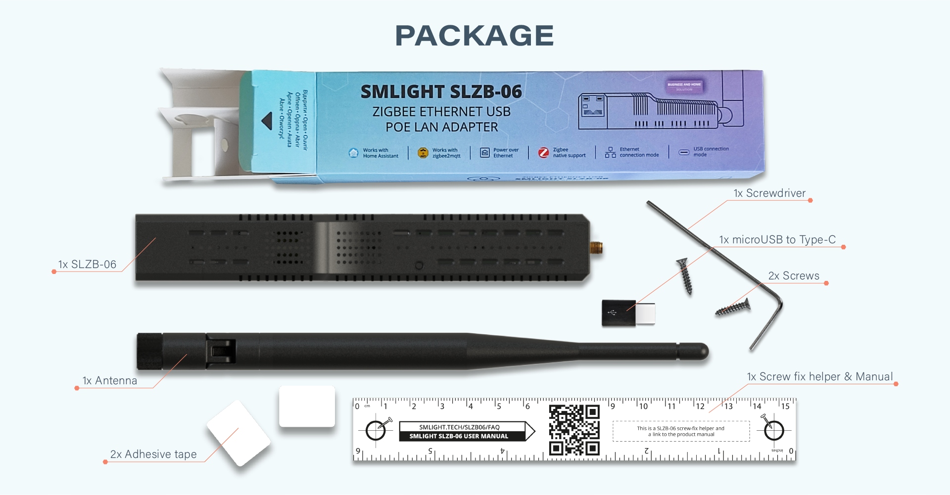 Smlight SLZB-06U Koordinátor Zigbee a Thread PoE Lan Usb pro Home Assistant