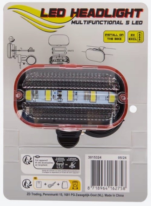Lampka rowerowa Walfort Z 2 funkcjami 100% oświetlenia 50% oświetlenia